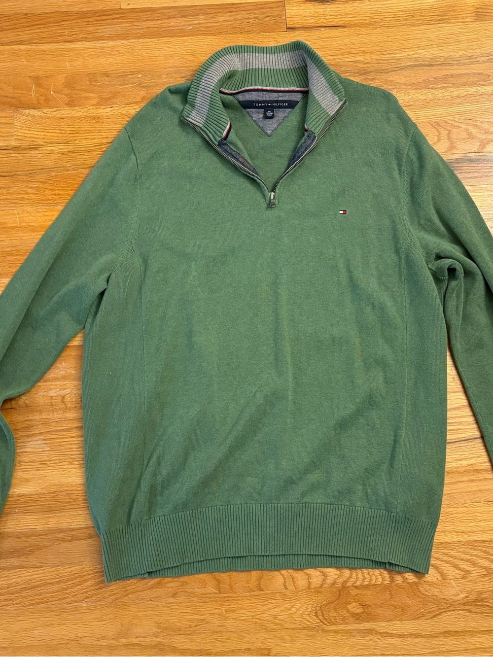 Tommy Hilfiger Olive Green Quarter-Zip Knit Sweater - Men’s XXL